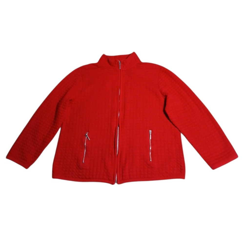 Karen Scott Sport Red Women Zipper Sweter Size XL - Picture 4 of 8
